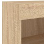 Muebles de TV de pared con luces LED 4 piezas roble Sonoma