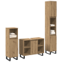 Juego de Muebles de 3 Piezas para Baño en Roble Artesanal
