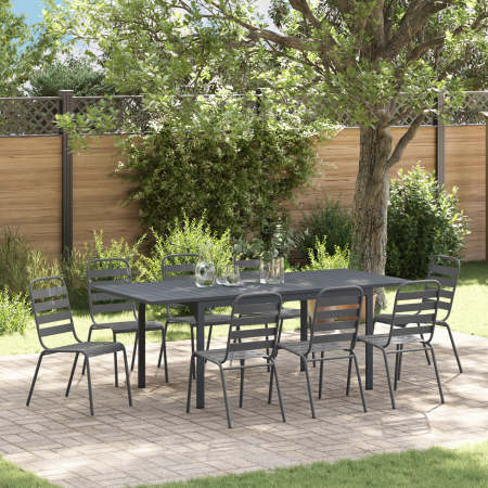 Conjunto de Comedor de Jardín de 9 Piezas Acero Antracita