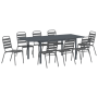 Conjunto de Comedor de Jardín de 9 Piezas Acero Antracita