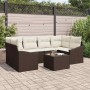 Conjunto de sofá de jardín 7 pcs Marrón y crema 55 x 55 x 37 cm