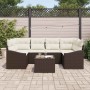 Conjunto de sofá de jardín 7 pcs Marrón y crema 55 x 55 x 37 cm