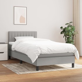 Cama box spring con colchón tela gris claro 90x190 cm Cama box spring con colchón tela gris claro 90x190 cm