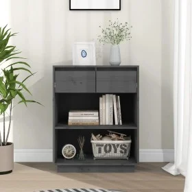 Gray solid pine wood console table 60x34x75 cm by vidaXL, Sideboards - Ref: Foro24-813836, Price: 61,82 €, Discount: %