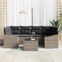 Conjunto de sofá de jardín con cojín 7 pcs Gris 55 x 55 x 37 cm
