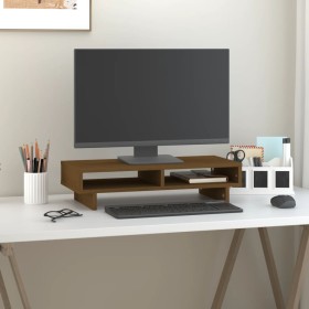 Monitor stand solid honey brown pine wood 60x27x14 cm by vidaXL, Computer bases and risers - Ref: Foro24-814002, Price: 39,82...