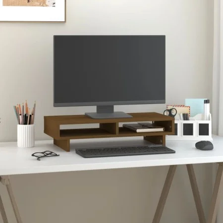 Monitor stand solid honey brown pine wood 60x27x14 cm by vidaXL, Computer bases and risers - Ref: Foro24-814002, Price: 39,16...