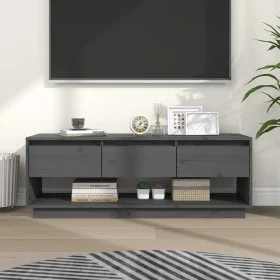 Mueble de TV de madera maciza de pino gris 110,5x34x40 cm de vidaXL, Muebles TV - Ref: Foro24-813846, Precio: 73,92 €, Descue...