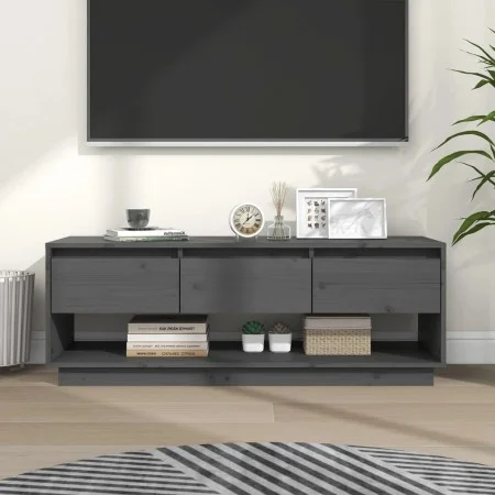 Gray pine solid wood TV cabinet 110.5x34x40 cm by vidaXL, TV Furniture - Ref: Foro24-813846, Price: 73,92 €, Discount: %