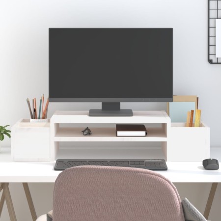 Solid white pine wood monitor stand 70x27.5x15 cm by vidaXL, Computer bases and risers - Ref: Foro24-813965, Price: 36,19 €, ...