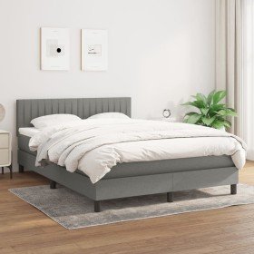 Cama box spring con colchón tela gris oscuro 140x190 cm Cama box spring con colchón tela gris oscuro 140x190 cm