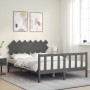 Double bed frame with gray solid wood headboard by vidaXL, Beds and slatted bases - Ref: Foro24-3193473, Price: 153,33 €, Dis...