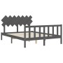 Double bed frame with gray solid wood headboard by vidaXL, Beds and slatted bases - Ref: Foro24-3193473, Price: 153,33 €, Dis...