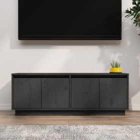 Mueble de TV de madera maciza de pino gris 110x34x40 cm