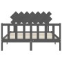 Double bed frame with gray solid wood headboard by vidaXL, Beds and slatted bases - Ref: Foro24-3193473, Price: 153,33 €, Dis...