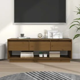 Honigbrauner TV-Schrank aus massivem Kiefernholz, 110,5 x 34 x 40 cm von vidaXL, TV-Möbel - Ref: Foro24-813847, Preis: 70,12 ...