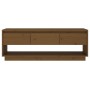 Mueble de TV madera maciza de pino marrón miel 110,5x34x40 cm