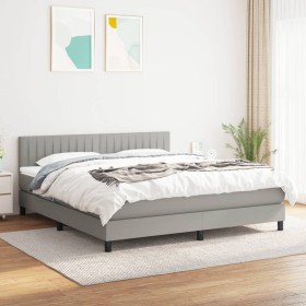 Cama box spring con colchón tela gris claro 180x200 cm Cama box spring con colchón tela gris claro 180x200 cm