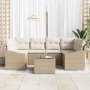 Conjunto de sofá de jardín 7 pcs Beige y Crema 55 x 55 x 37 cm