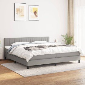 Cama box spring con colchón tela gris claro 200x200 cm Cama box spring con colchón tela gris claro 200x200 cm