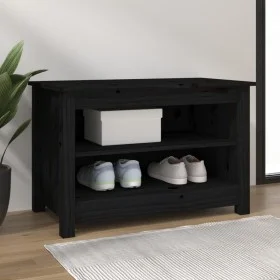 Banco zapatero madera de pino maciza negro 70x38x45,5 cm by vidaXL, Shoe racks and shoe organizers - Ref: Foro24-813773, Pric...