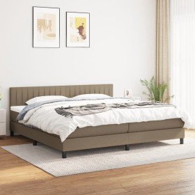 Cama box spring con colchón tela gris taupe 200x200 cm Cama box spring con colchón tela gris taupe 200x200 cm