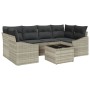 Conjunto de sofá de jardín 7 pcs Gris Claro 55 x 55 x 37 cm