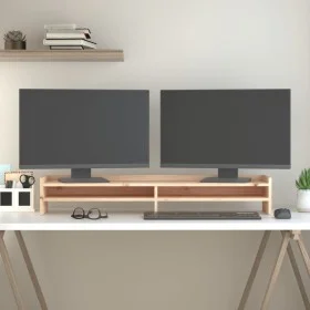Solid pine wood monitor stand 100x24x16 cm by vidaXL, Computer bases and risers - Ref: Foro24-813989, Price: 35,07 €, Discoun...