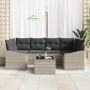 Conjunto de sofá de jardín 7 pcs Gris Claro 55 x 55 x 37 cm