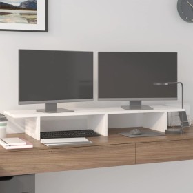 Soporte de monitor madera maciza de pino blanco 100x27x15 cm
