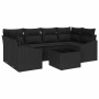 Conjunto de sofá de jardín Manual 7 pcs Negro 55 x 55 x 37 cm