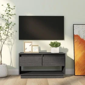 Mueble de TV de madera maciza de pino gris 74x34x40 cm de vidaXL, Muebles TV - Ref: Foro24-813841, Precio: 47,36 €, Descuento: %