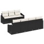 Conjunto de sofá de jardín 8 pcs Negro y crema 55 x 55 x 37 cm