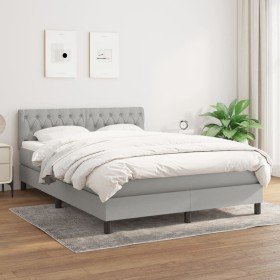Cama box spring con colchón tela gris claro 140x200 cm Cama box spring con colchón tela gris claro 140x200 cm