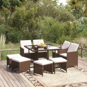 Garden dining set 9 pieces and brown synthetic rattan cushions by vidaXL, Garden sets - Ref: Foro24-3095514, Price: 462,50 €,...
