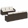 Conjunto de sofá de jardín 8 pcs Marrón y crema 55 x 55 x 37 cm