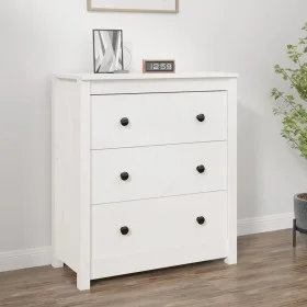 Sideboard aus massivem weißem Kiefernholz, 70 x 35 x 80 cm von vidaXL, Sideboards - Ref: Foro24-813735, Preis: 119,41 €, Raba...