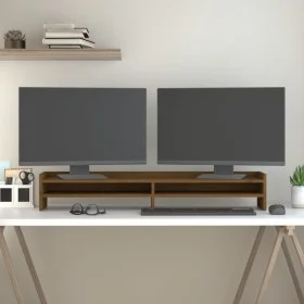 Monitor stand solid pine wood honey brown 100x24x16 cm by vidaXL, Computer bases and risers - Ref: Foro24-813992, Price: 31,9...