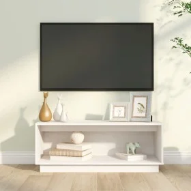 Massiver TV-Schrank aus weißem Kiefernholz, 90 x 35 x 35 cm von vidaXL, TV-Möbel - Ref: Foro24-813830, Preis: 43,43 €, Rabatt: %