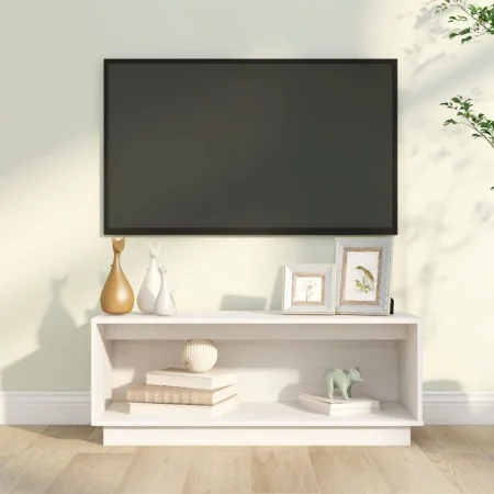 Massiver TV-Schrank aus weißem Kiefernholz, 90 x 35 x 35 cm von vidaXL, TV-Möbel - Ref: Foro24-813830, Preis: 43,43 €, Rabatt: %