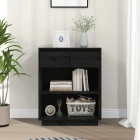 Solid black pine wood console table 60x34x75 cm by vidaXL, Sideboards - Ref: Foro24-813838, Price: 61,75 €, Discount: %