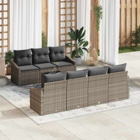 Conjunto de sofá de jardín con cojín 8 pcs Gris 55 x 55 x 37 cm