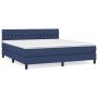 Cama box spring con colchón tela azul 180x200 cm