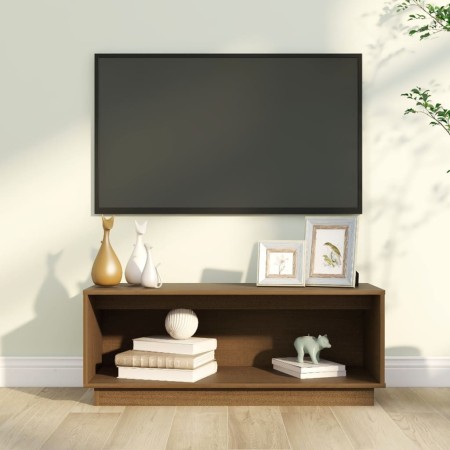 Honigbrauner TV-Schrank aus massivem Kiefernholz, 90 x 35 x 35 cm von vidaXL, TV-Möbel - Ref: Foro24-813832, Preis: 41,37 €, ...
