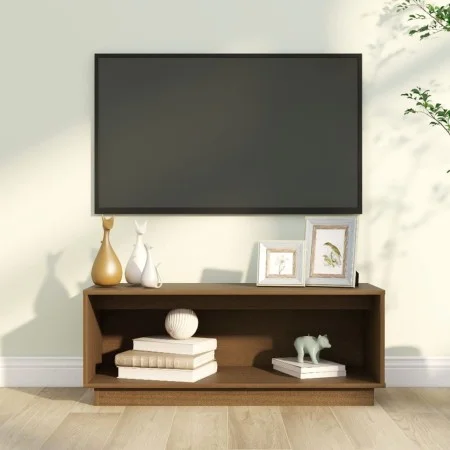 Honigbrauner TV-Schrank aus massivem Kiefernholz, 90 x 35 x 35 cm von vidaXL, TV-Möbel - Ref: Foro24-813832, Preis: 40,95 €, ...