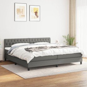 Cama box spring con colchón tela gris oscuro 200x200 cm en Camas y somieres | Comprar online en Foro24