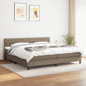 Cama box spring con colchón tela gris taupe 200x200 cm Cama box spring con colchón tela gris taupe 200x200 cm