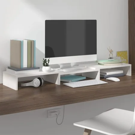 Monitorständer aus massivem weißem Kiefernholz, 80 x 24 x 10,5 cm von vidaXL, TV-Möbel - Ref: Foro24-813940, Preis: 32,94 €, ...