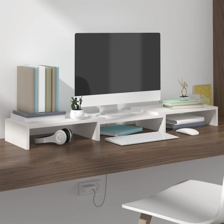 Soporte de monitor madera maciza de pino blanco 80x24x10,5 cm de vidaXL, Muebles TV - Ref: Foro24-813940, Precio: 33,38 €, De...