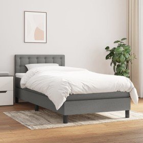 Cama box spring con colchón tela gris oscuro 80x200 cm en Camas y somieres | Comprar online en Foro24